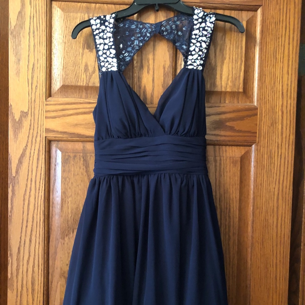 Navy spec occasion short dress